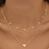 2025 New Women's Pearl Necklace Set 14K Gold Fashion Love Heart Pendant Waterproof Hypoallergenic Collarbone Neck Chain Jewelry